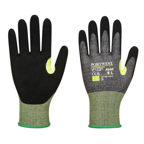 Portwest CS VHR15 Nitrile Foam Cut Glove Grey/Black Grey/Black